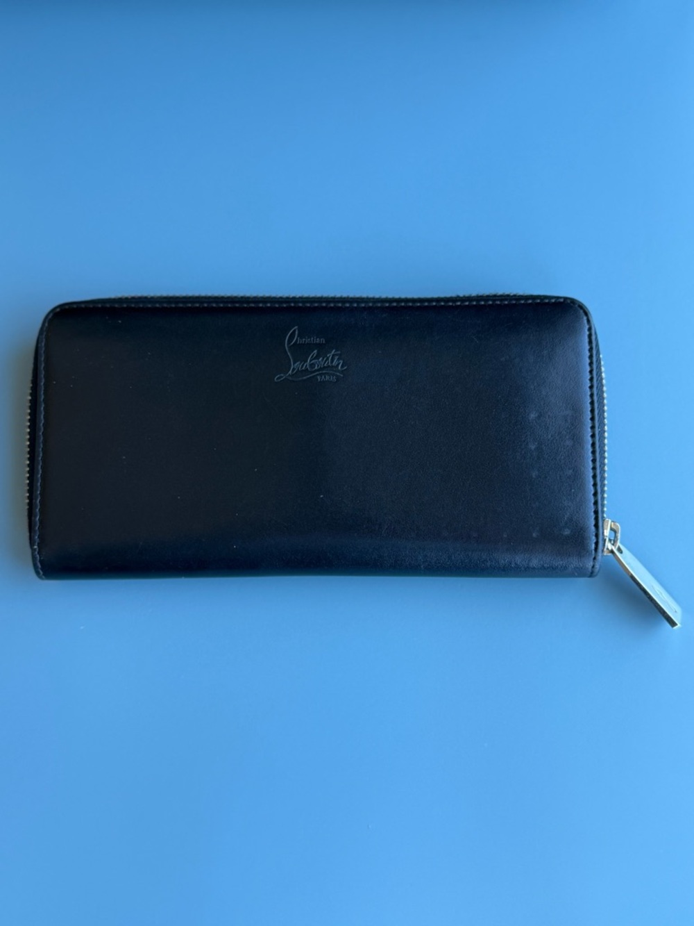 Christian Louboutin Panettone Wallet, Black With Gold Logo Embroidery, RARE - Picture 4 of 16